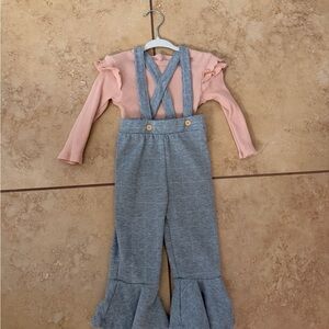 Rachel Zoe Pink and Gray Kids Overalls